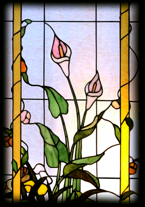 vitral de flores calas